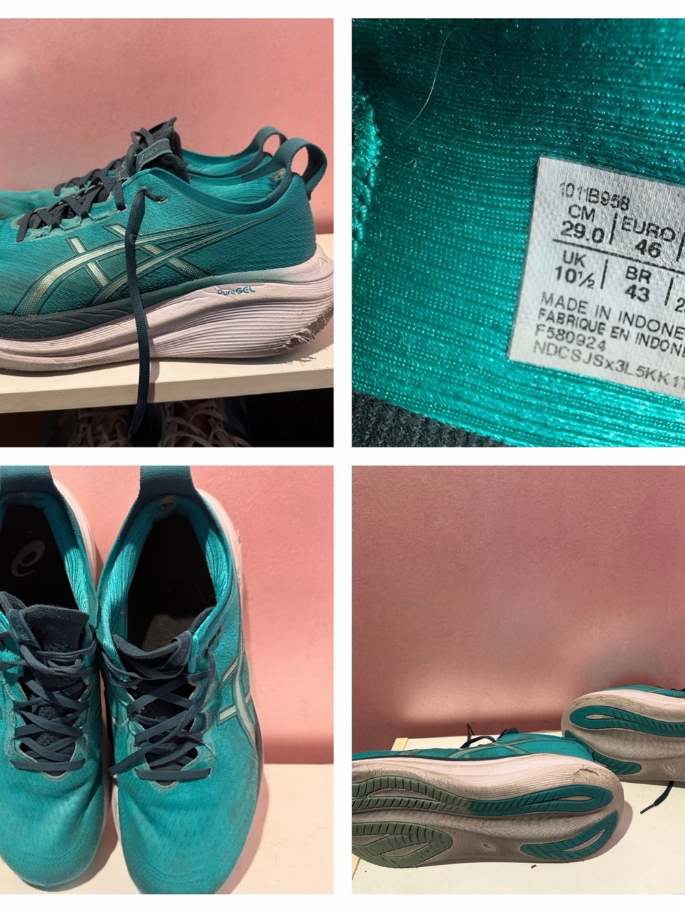 Asics Teal and Dark Teal Running Sneakers Men’s 11.5